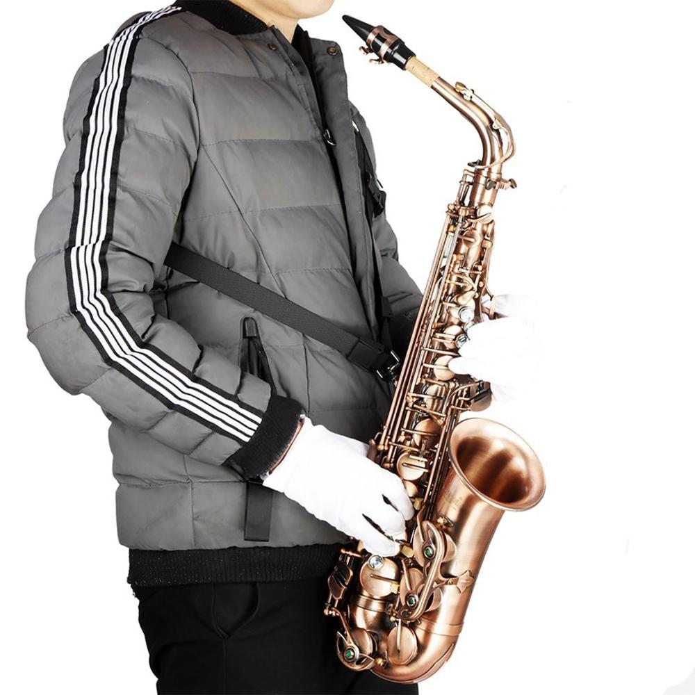 Professionelle Einstellbare nutzbar machen Schulter Schwarz Sax Saxophon Gürtel Nacken Gurt für Saxophon Zubehör