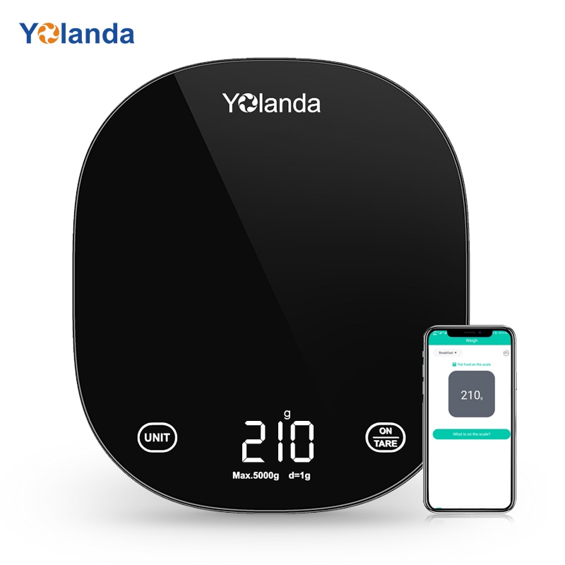 Yolanda Clever Küche Skala 5kg Bluetooth Lebensmittel Waage 1g Zuwachs Lebensmittel Sauerei Waage Ernährung Tagebuch Verfolgung
