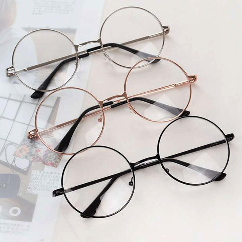 neue Klassische Jahrgang Brille Rahmen Runde Objektiv Flache Myopie Optische Spiegel Einfache Metall Frauen/Männer Brille Rahmen