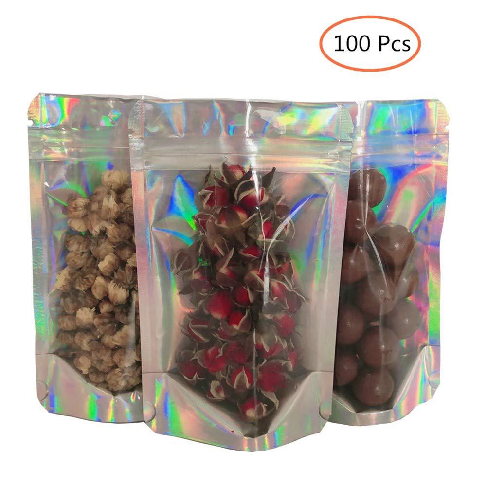 100Stck transparent Aluminium Folie Tasche Reißverschluss Ziplock Verpackung Lebensmittel Tasche Einzelhandel Wiederverschließbaren Backen Verpackung Tasche Beutel