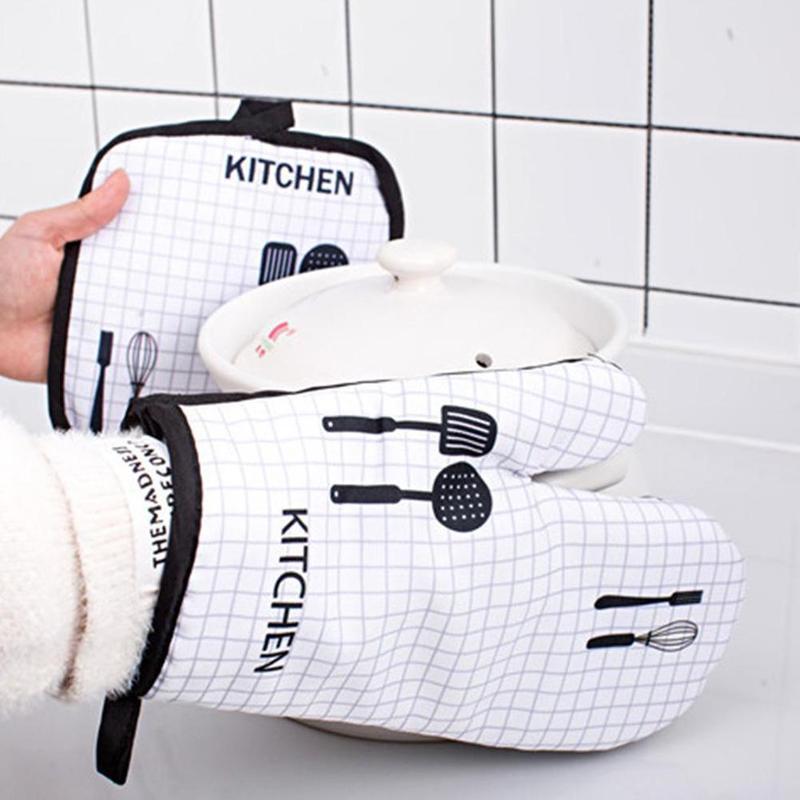 2 pc/Paar Mikrowelle Backen BBQ Handschuh Baumwolle Nette Backofen Handschuhe Wärme Beständig Leinen Topflappen Nicht-Unterhose Küche Kochen Werkzeuge handschuh