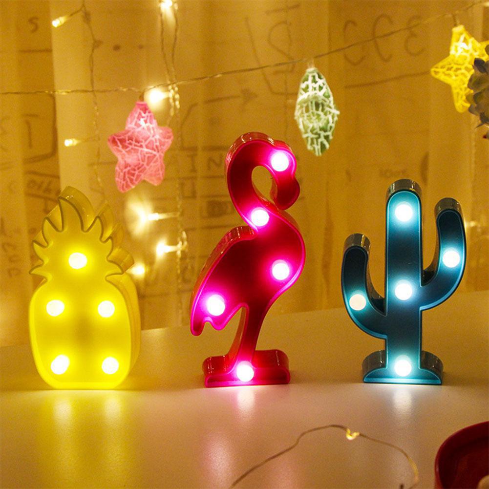 Karikatur Flamingo Kaktus 3D LED Nacht Licht Weihnachten Dekor freundlicher freundlicher zimmer Nacht Lampe LED Tisch Lampe hause dekorationen