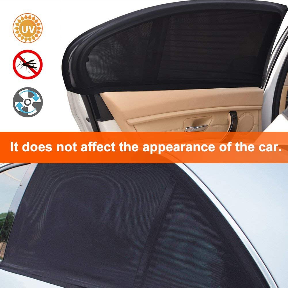 2Stck 110*50cm Dehnbar Auto hinten fenster sonnenschutz Auto Fenster Schatten Atmungsaktive Sonnenschutz Gittergewebe Schild Anti-moskito Fenster Film