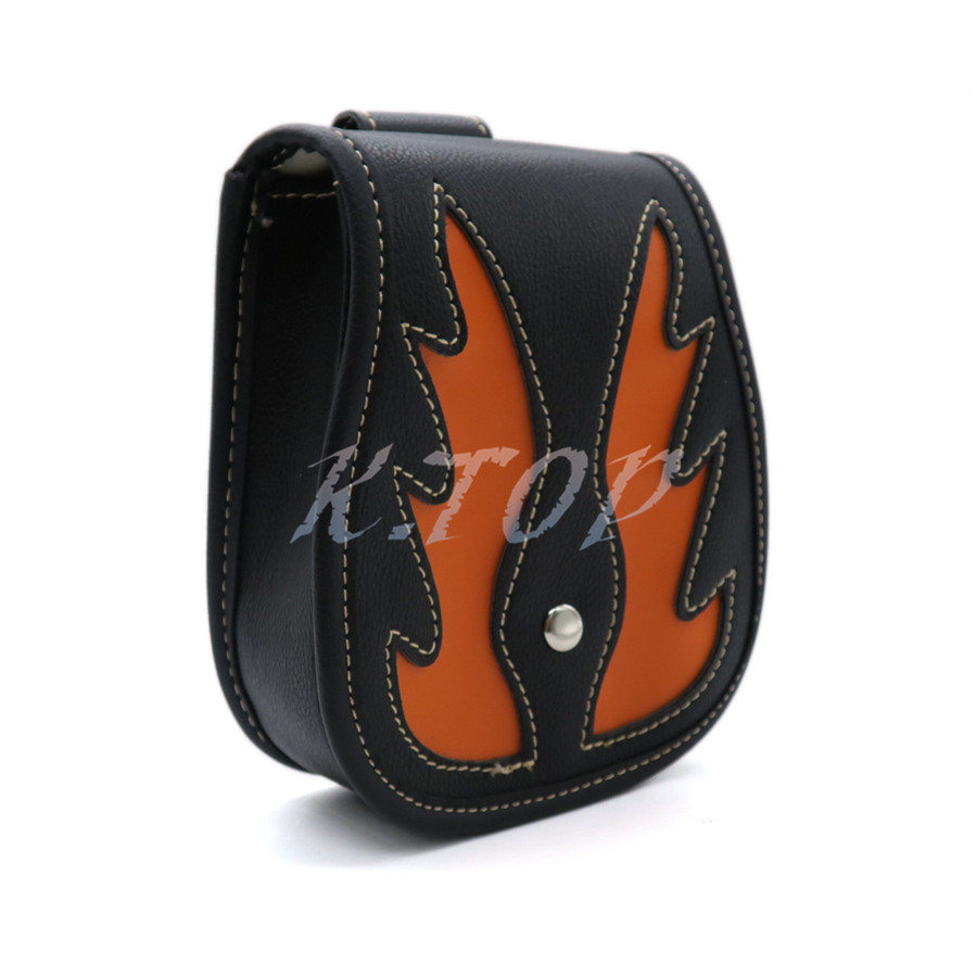 Schwarz PU Leder Flamme Gürtel Tasche Werkzeug tasche Taille Halfter Geldbörse Beutel Seite Tasche Lagerung Sattel Tasche Tasche Für Harley honda Kawasaki