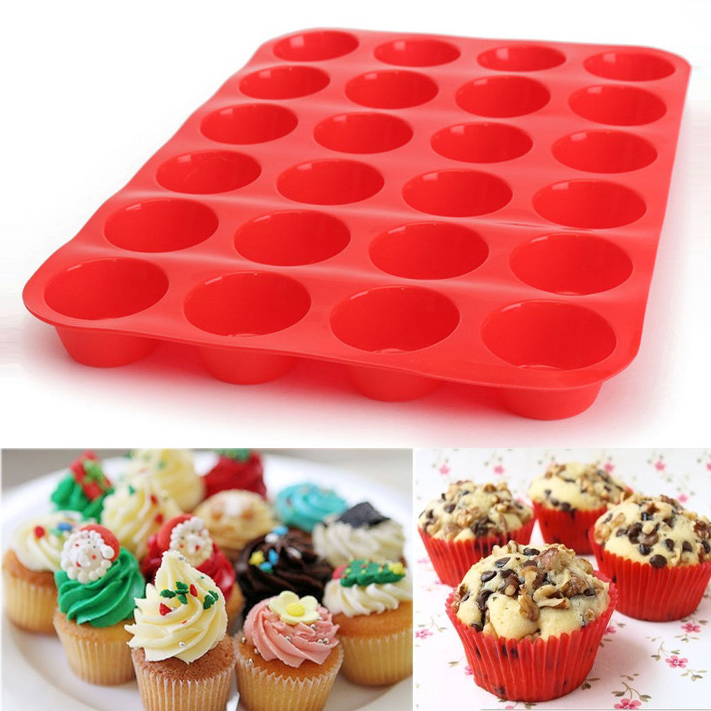24 Netz Mini Muffin Silikon bilden Keks Kuchen Backen Pfanne Topf Tablett bilden Muffin Tasse Kuchen bilden Handgemachte Backen Werkzeuge