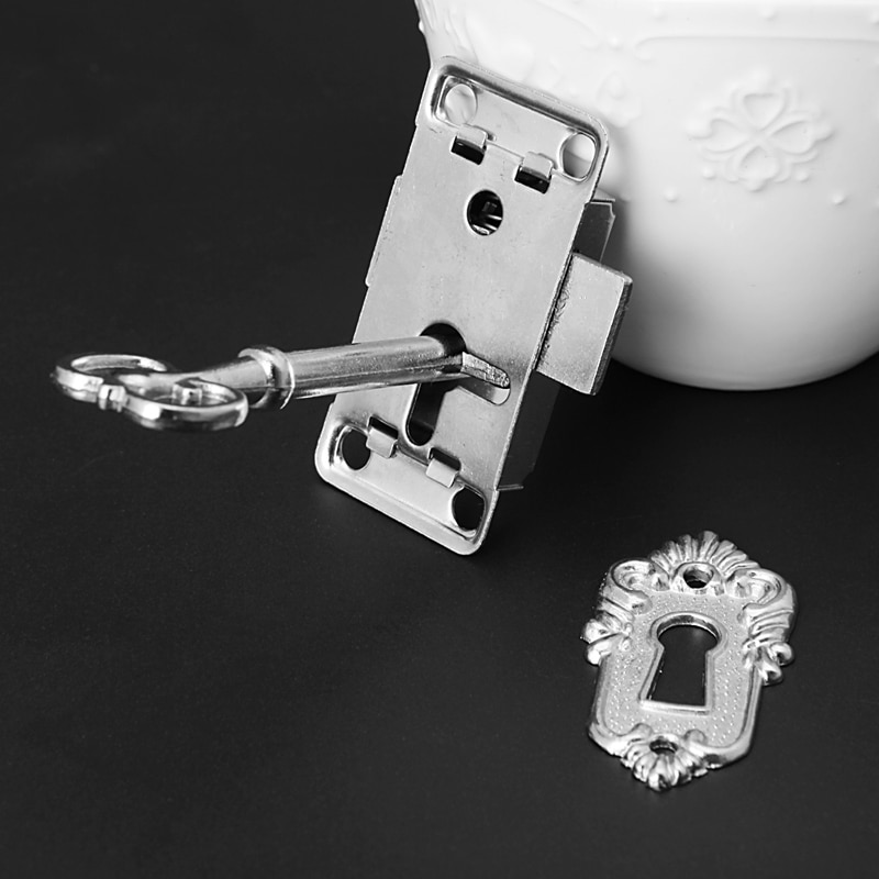 1einstellen Jahrgang Antiken Klassischen Schublade Schrank Schrank Schrank Tür Eisen Schloss + Schlüssel