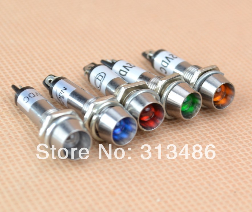 100 stücke 8mm FÜHRTE Instrumententafel-warnanzeige Signal Licht Lampe Signal anzeige licht Pilot lampe Signal licht 220V 12V 24V