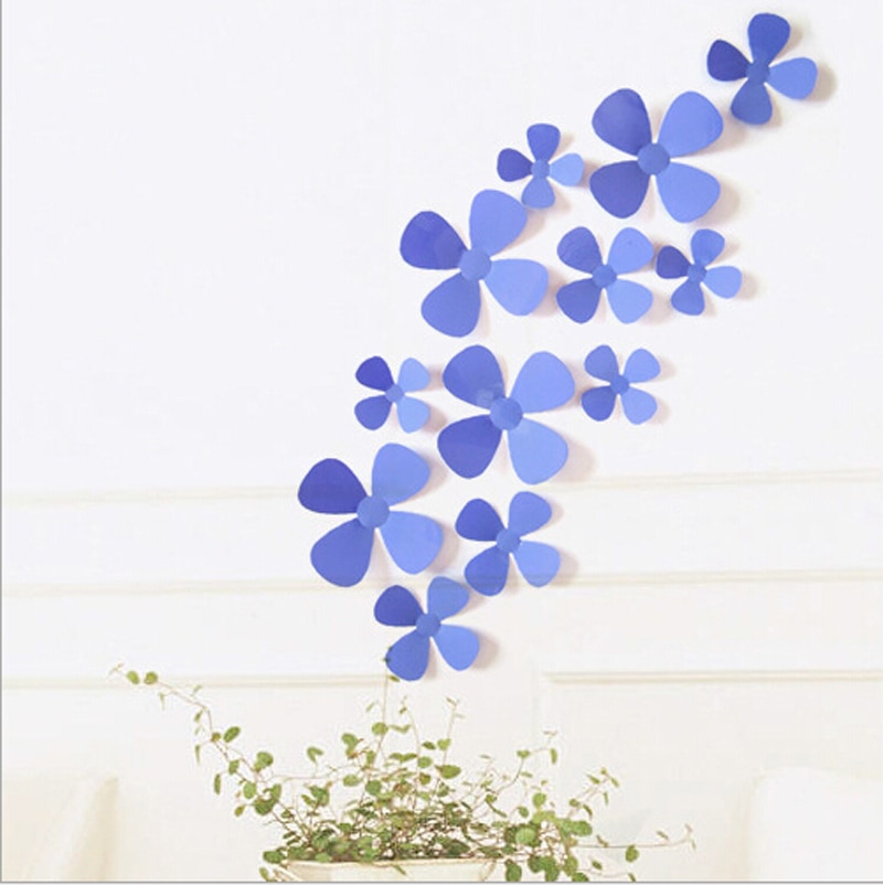 12 teile/satz 3D PVC Blume Zauberstab Aufkleber Heimat Dekor Blume Zauberstab Abziehbilder Für freundlicher Zimmer TV Zauberstab Aufkleber Küche freundlicher Zauberstab Aufkleber