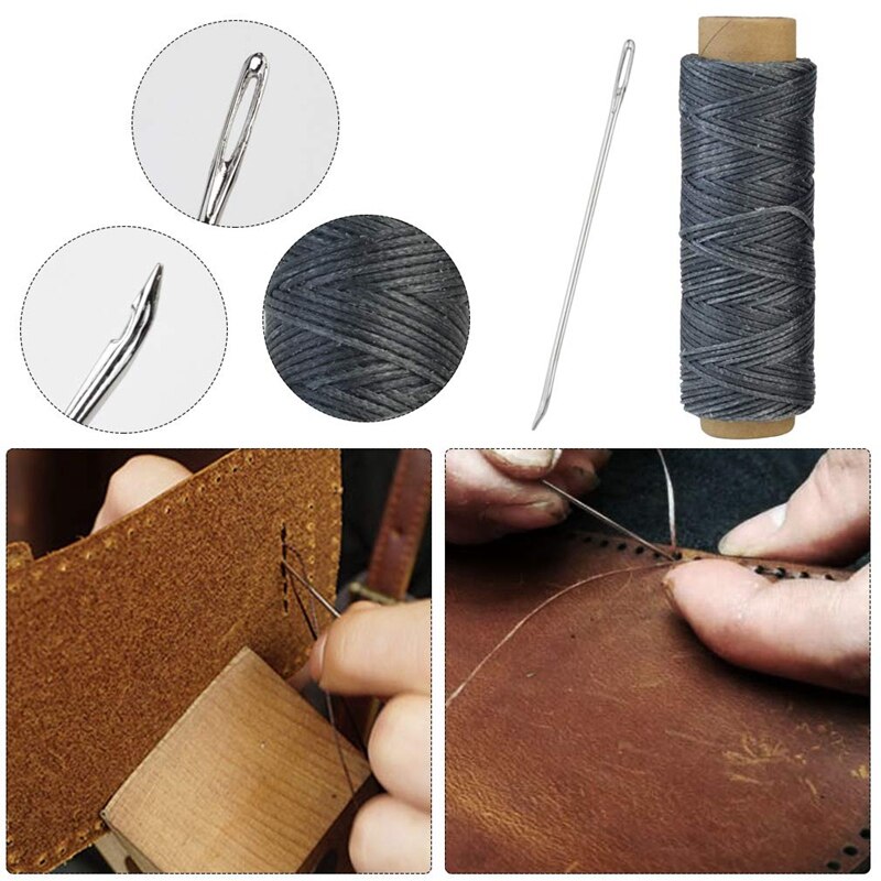 30 Stck Leder Handwerk Werkzeuge Leder NäHenne Werkzeuge Hand NäHenne Werkzeug 8 Farbe Leder Gewachste Gewinde 14 Hand NäHenne Nadeln bohren