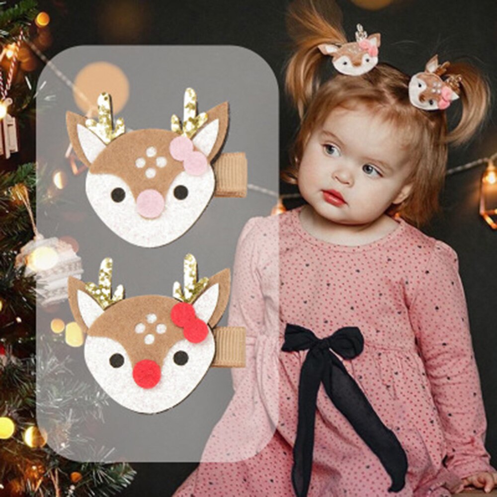 1PC Neue Weihnachten Hirsche Mädchen Haar Clips freundlicher Haarnadeln Klassische Karikatur Haar Barrettes freundlicher Haar Zubehör Prinzessin Headwear