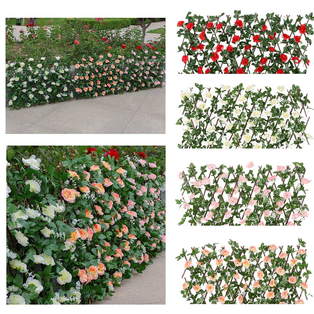 Tuch Blumen Mit Knospen Blätter Privatsphäbetreffend Bildschirm Screening Holz Hecke Teleskop UV Schutz Künstliche Zaun Ausbau Spalier