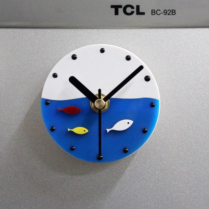 kreative fisch Panzer magnetischen kühlschrank aufkleber Mittelmeer uhr Heimat nachricht aufkleber saug wanduhr