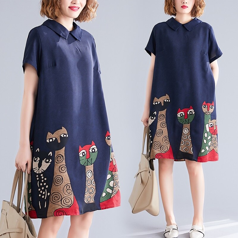 chinesischen Stil Kleid Qipao Kurzarm verlieren Beiläufige Cheongsam Orientalischen Kleid Jahrgang Plus Größe Sommer Kleidung 11317