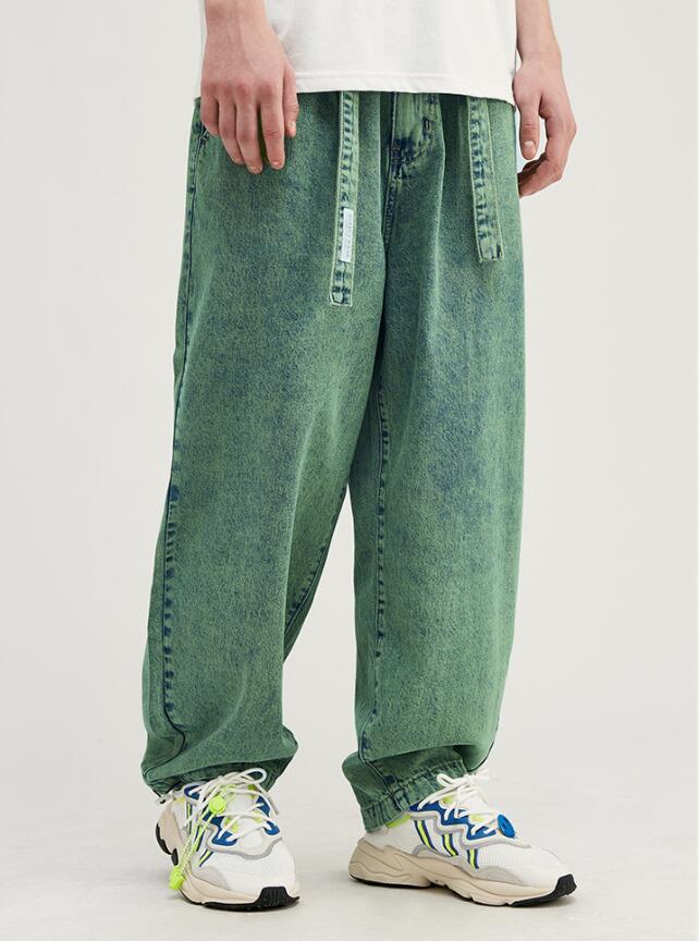 herbst neue Männer lässig Jeans verlieren passen Gerade Jeans Grün Lila Farbe Übergroßen ausgebeult Denim hosen w874
