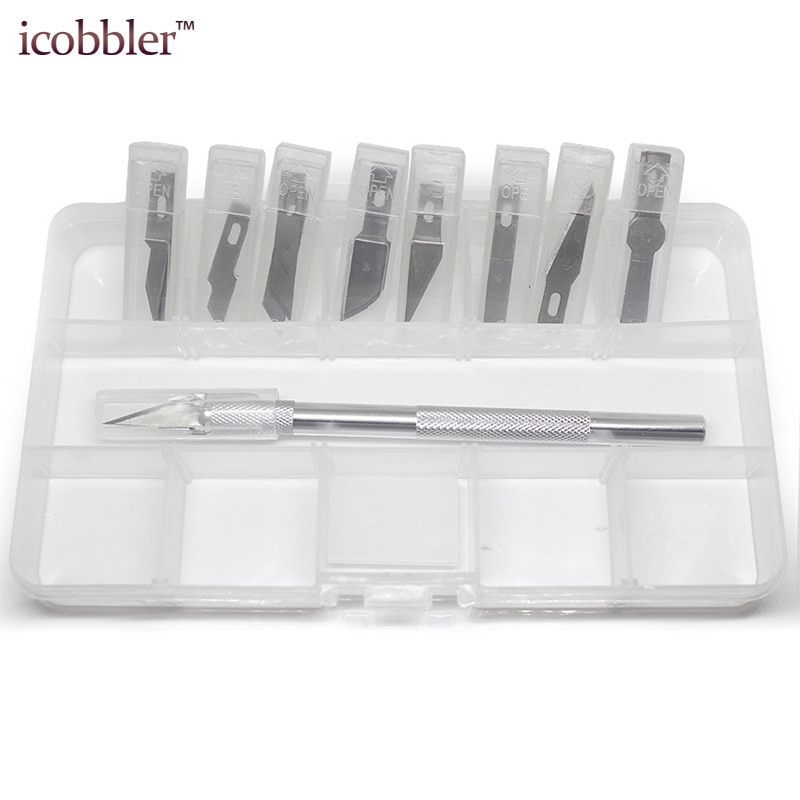 Carving Messer und 40 Stck Klinge Holz Obst Gravur Messer Skulptur Leder handwerk Schnitzen EinfüGen 8 Arten Klingen mit Lagerung Kasten