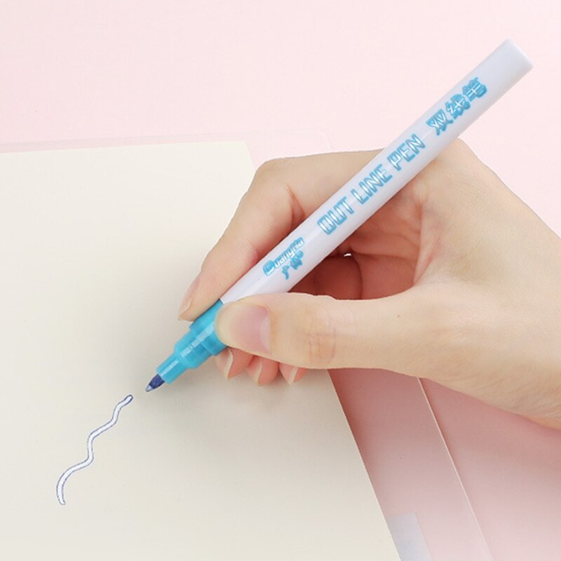 Magie Farben Heraus Linie Stift Fettige Doppel Linie Marker Stift Büro Schule Versorgung Schüler Malerei Schriftlich Kunst DIY Graffti Schreibwaren