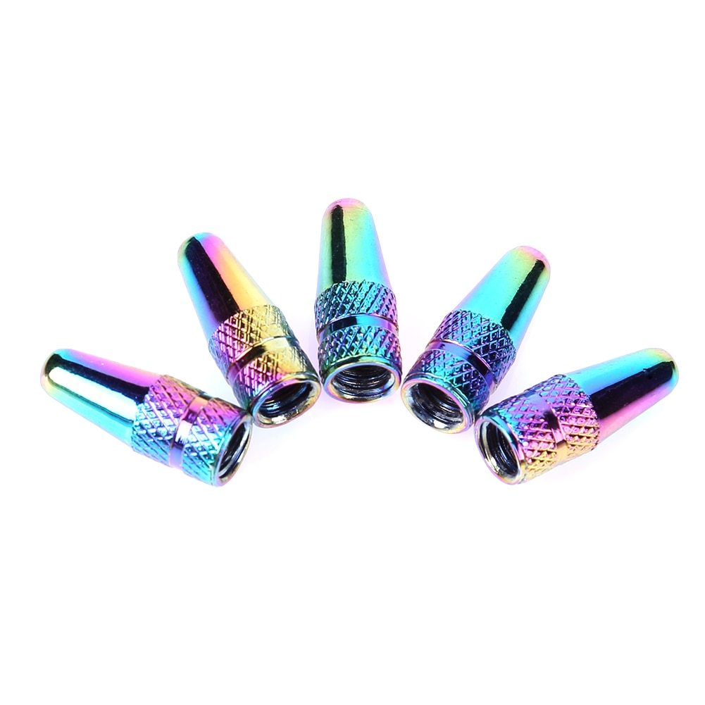 5Stck Aluminium Fahrrad Reifen Ventil Kappe für Presta Fahrrad Reifen Ventil Stengel Regenbogen Farbe Metall Staub Abdeckungen Bicicleta Zubehör