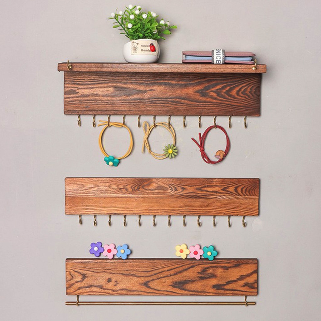 3Stck Zauberstab Montiert Schmuck Organizer, Rustikalen Holz Gestell für Ohrring, Armbinde und Halskette Halfter-Schmuck Aufhänger Gestell einstellen