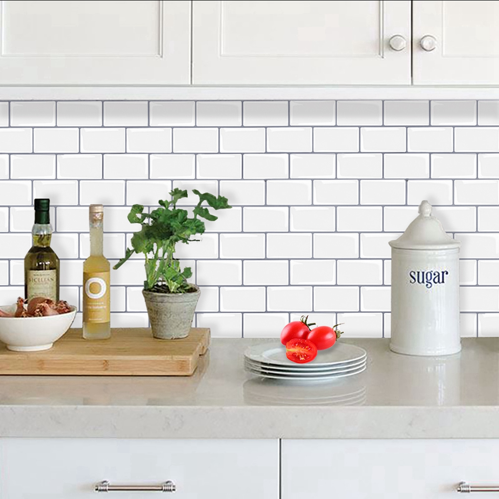 Küche zurück Fliesen 12 'x 12' Schälen und Freies schneiden Stock Selbstklebende Faux Keramik Fliesen 3D Zauberstab aufkleber Perfekte Dekoration