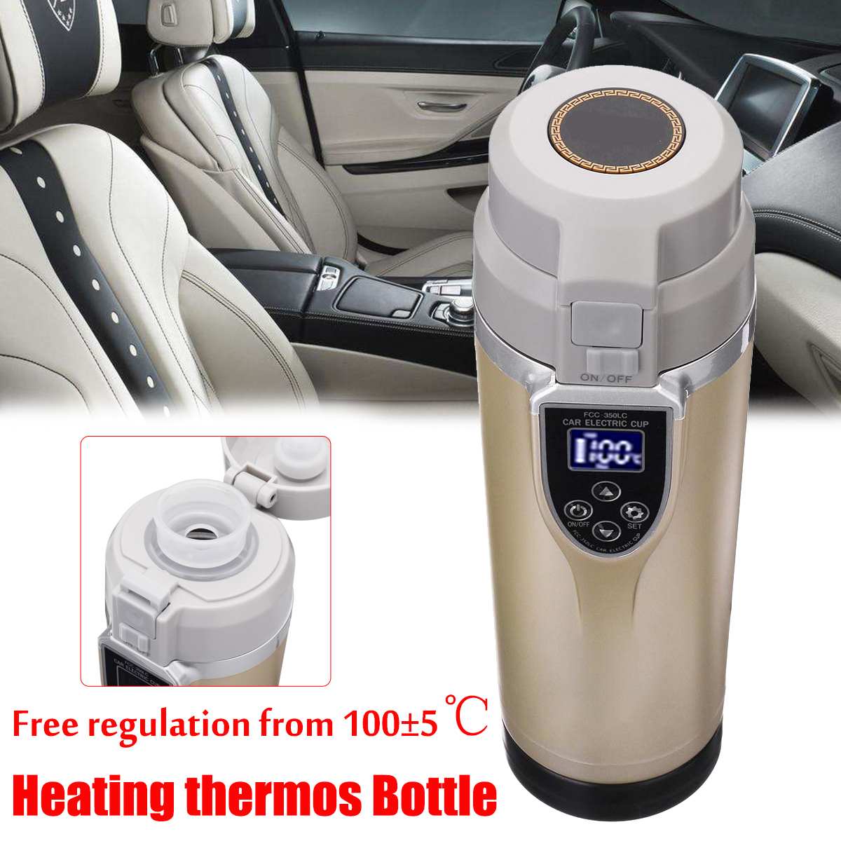 KROAK 12V24V 350ml Intelligente Fahrzeug Heizung Tasse Auto Auto Elektrische Heizung Tasse Einstellbare Temperatur Elektrische Wasserkocher Kochende