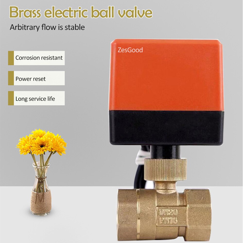 ZesGood Elektrische Ball Ventil AC220V DN20 3-draht 2-weg Kontrolle Durcheinander Gewinde Elektrische Ball Ventil Stabile Motorisierte Ball Ventil