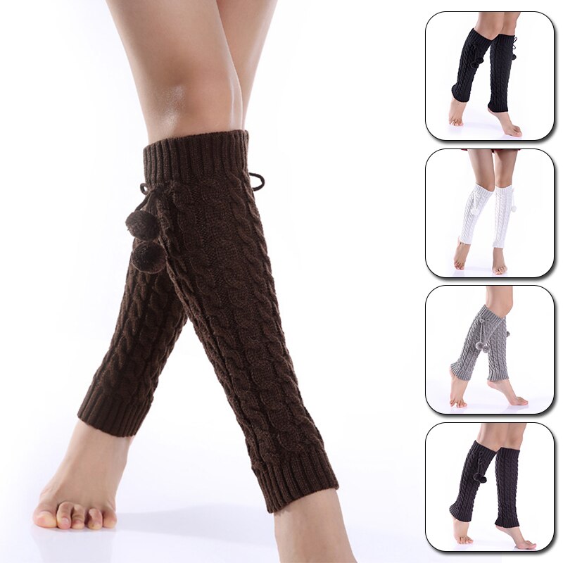Bein Wärmer Gamaschen Aufladungs-stulpen Oberschenkel Hohe warm stricken Gestrickte Knie Socken mit Pelz Ball Weihnachten für Frauen mädchen