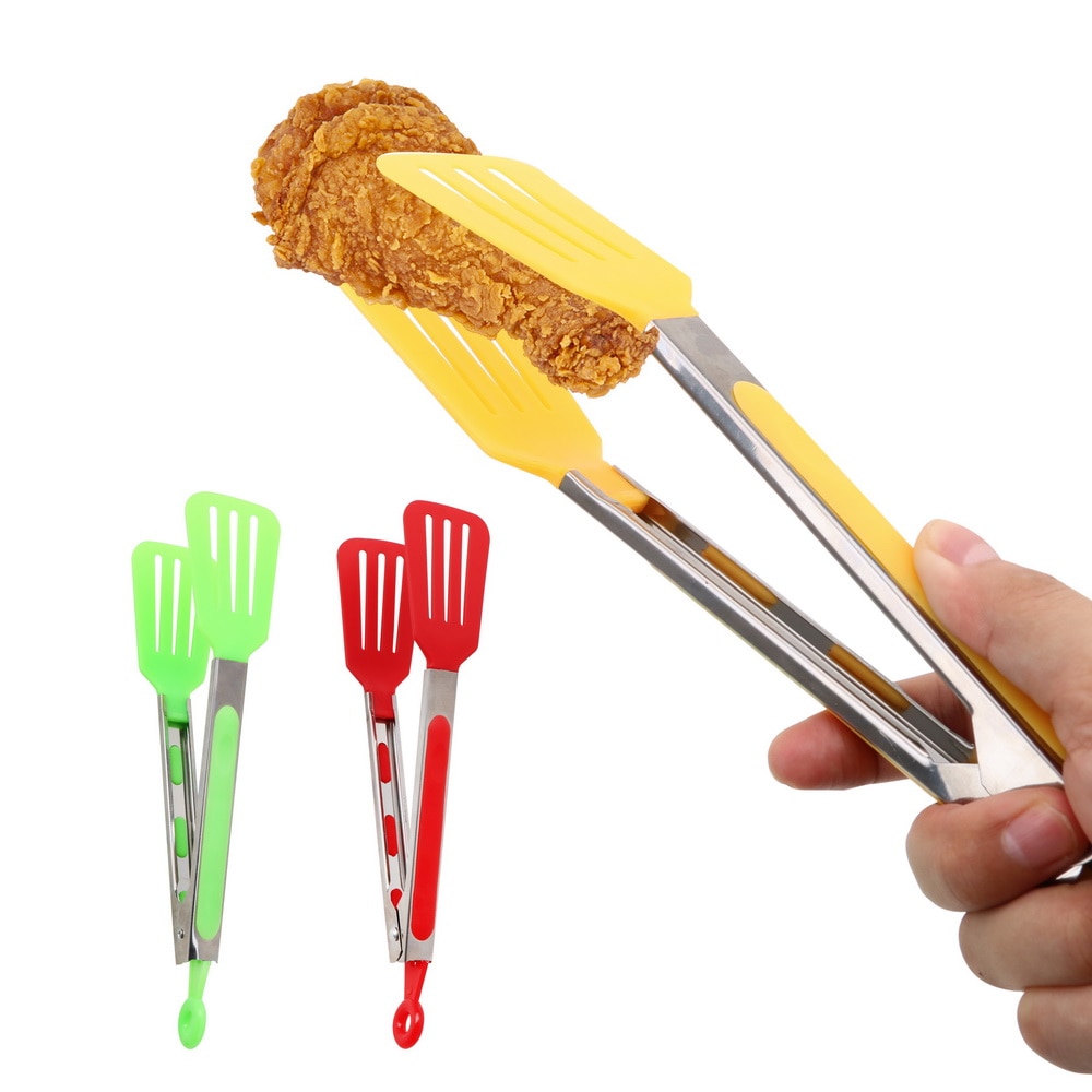 HILIFE Nicht-Stock Küche Zangen Edelstahl Griff Utensil Salat Serviert BBQ Zangen Silikon Pizza Brot Steak Clip Kreative
