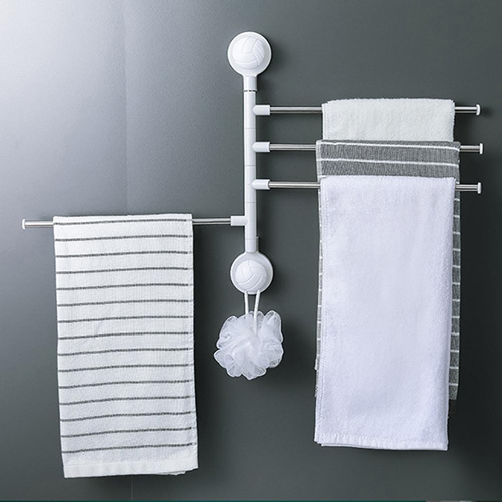 Stanzen-freies 360 Rotierenden Handtuch Gestell Schlecht Schienen Aufhänger Handtuch Halfter 4 schwenken Riegel Badezimmer Zauberstab Montiert Haushalt Handtuch stange