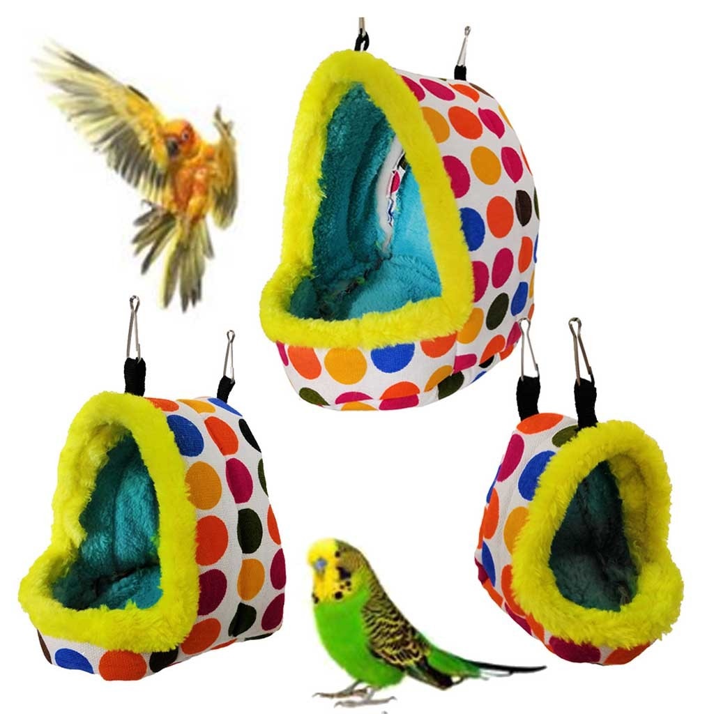 Warme Weiche Plüsch VöGel Papagei Hängematte Nest Haustiere Hängen Bett Höhle KäFeige Papagei Hängematte Korallen Samt Hütte Haus Geeignet Für lovebird