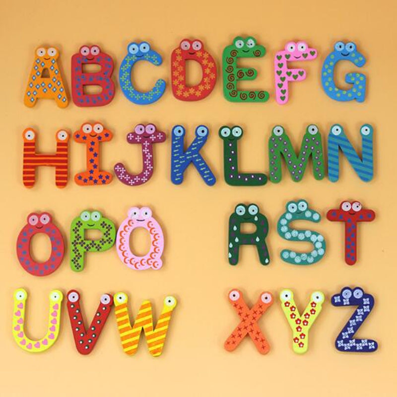 26 englisch Alphabet Zauberstab Aufkleber 3D Holz knapp Kühlschrank Aufkleber für freundlicher Schlafzimmer DIY Hause Dekoration Zubehör