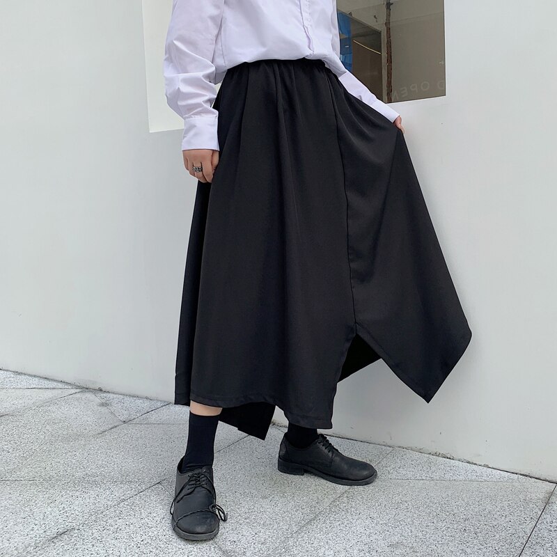 hüpfen Hüfte Herbst Streetwear gotisch verlieren Männlichen Kimono Schlauch Männer Kausalen Breite Bein Schlauch Japan Stil Schwarze Pluderhosen Felsen hosen
