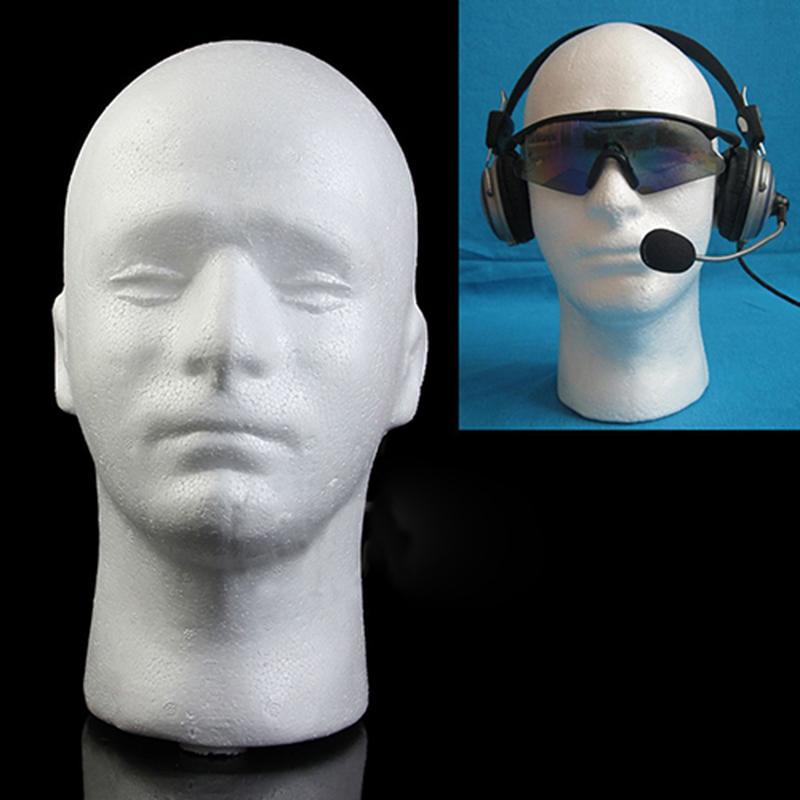 Männlichen Mannequin Kopf Weiß Styropor Schaum Kopf Kosmetik Modell proücke Anzeige Gläser Hütte Headset Anzeige Stand Gestell