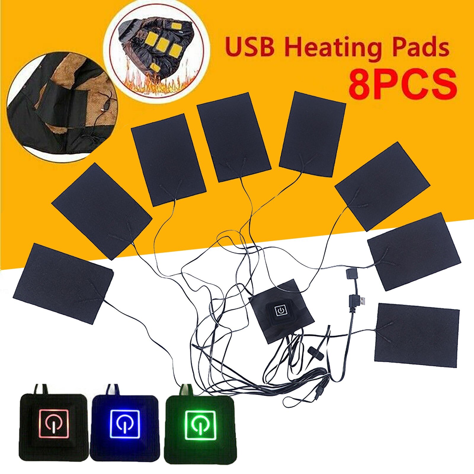 8 stücke USB Kleidung Heizung Pad Elektrische Heizung Weste Pads Für draussen Thermische Warme Winter Diy Erhitzt Kleidung Handy, Mobiltelefon Warme getriebe # DG4