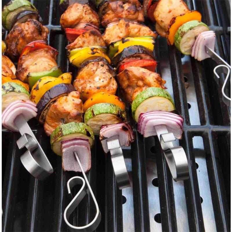 Edelstahl Kabob Flache Spieß Prämie Spieße einstellen für Grill und Grill Fleisch Metall Gabel Grill Werkzeug 6 stücke 12,5 zoll 35cm