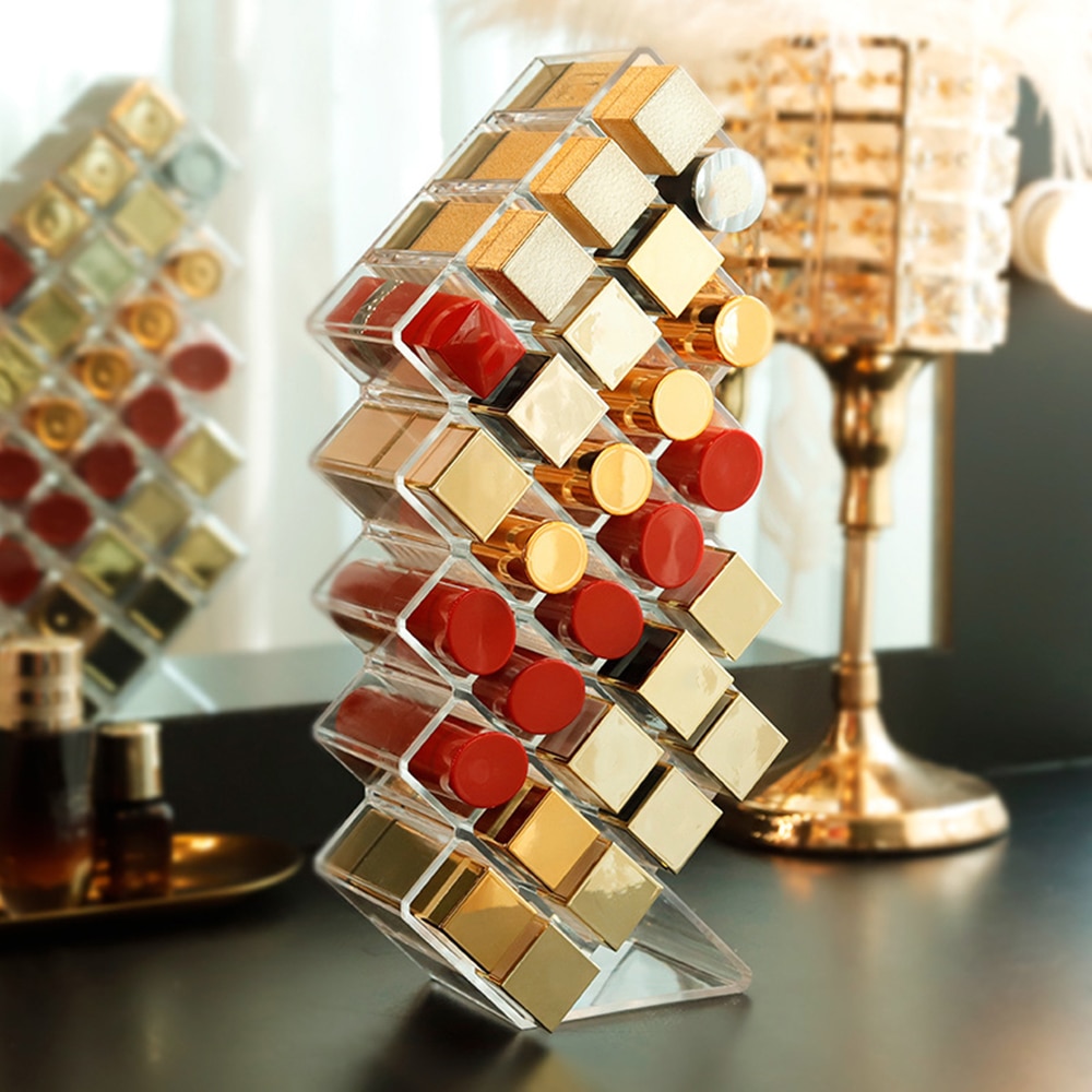 28 Gitter Acryl machen-hoch Organizer Lager Kasten Kosmetik Lippenstift Schmuck Kasten fallen Halfter Ständer Machen hoch Organizer