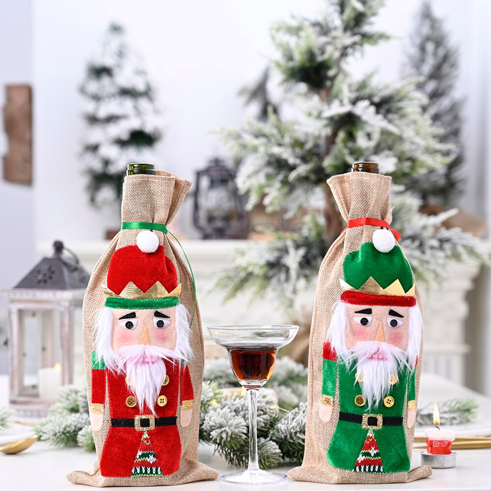 Santa Claus Wein Flasche Abdeckung Schneemann Wein Flasche Tasche Weihnachten Dekorationen für Haus Neue Jahr Tabelle Dekor