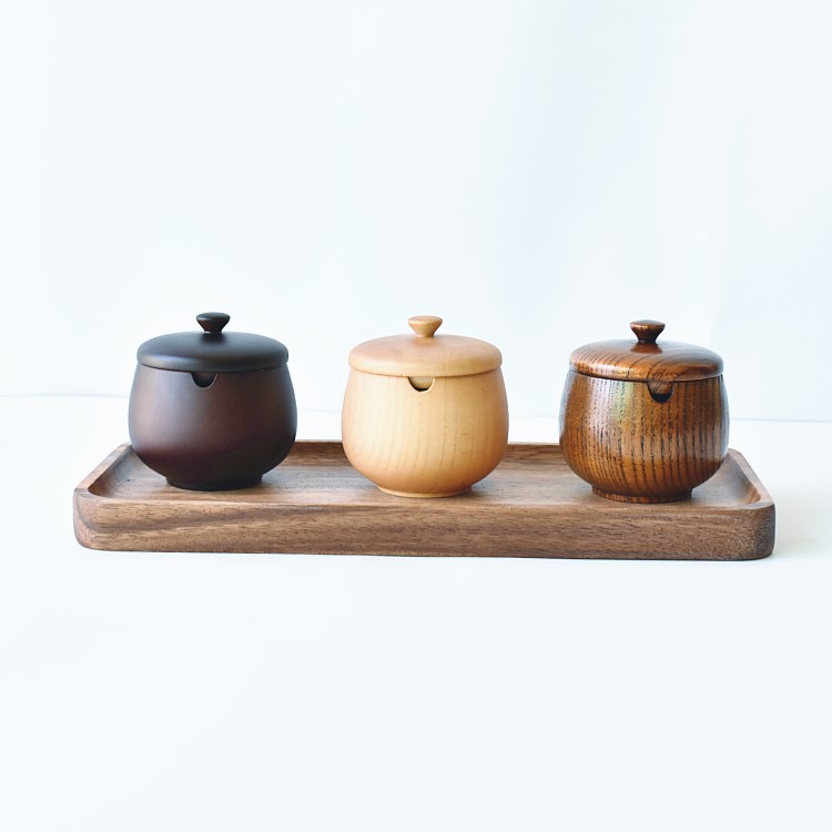 Neue produkte aufgeführt natürliche jujube holz drei-farbe salz topf holz zucker topf gewürz topf mit deckel gewürz topf küche