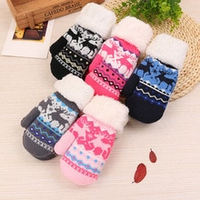 Handschuhe Chridren Mädchen Weihnachten Handschuhe Nette luvas rekawiczki Elch Gestrickte Kaschmir Handschuh warm Halten Winter handschuhe guantes N1