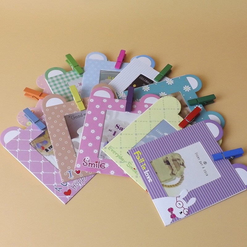 Foto Rahmen 10 teile/los 3 Zoll DIY Zauberstab Hängen Album Papier Foto Rahmen Für Bild Emoticons Mit Holz Clip Aufhänger hanf Seil