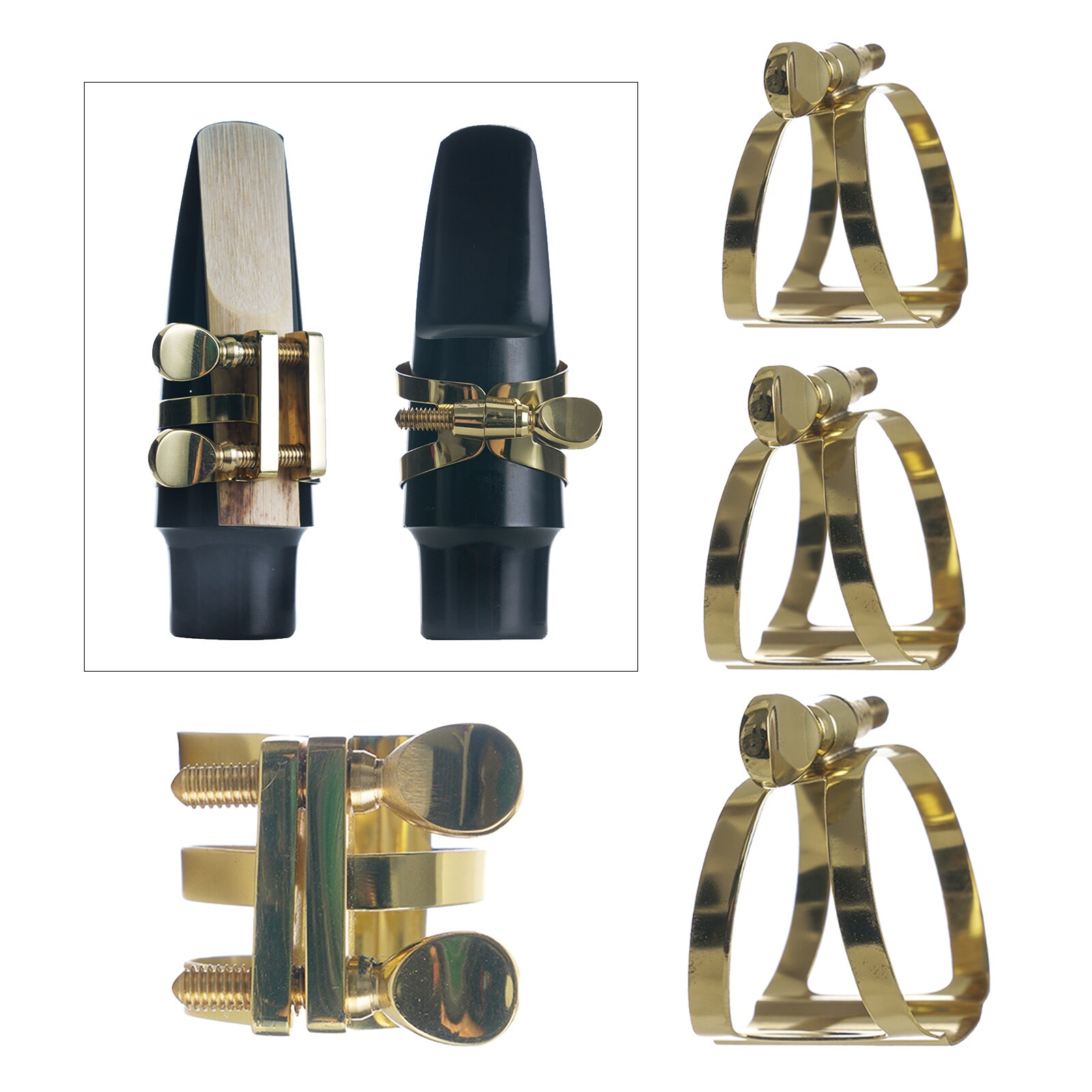 Neue Alt/ Tenor/ Sopran Saxophon Mundstück Ligatur Professionelle Alt Saxophon Sax Mundstück Ligatur Metall Clip Verschluss