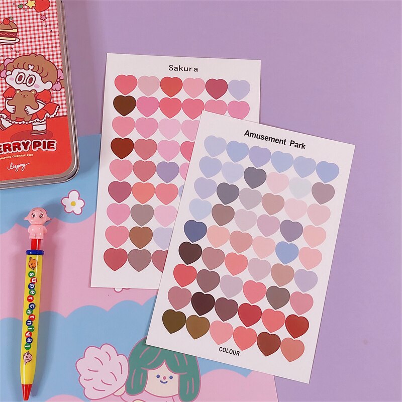 Rosa Mädchen Stil Herz Aufkleber Material Schreibwaren aufkleber DIY Scrapbooking Tasche Dichtung Etikett Zauberstab glücklich chilrdren Aufkleber
