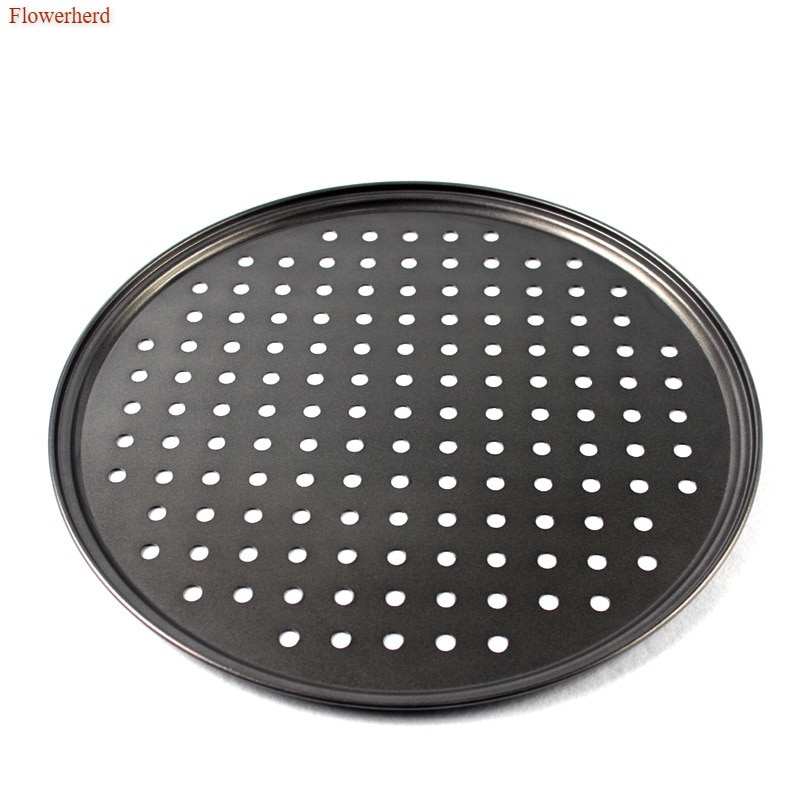 Perforierte Kohlenstoff Stahl Antihaft Pizza Backform Tablett Pizza Platte Gerichte Halfter Backformen Hause Küche Backen Werkzeuge