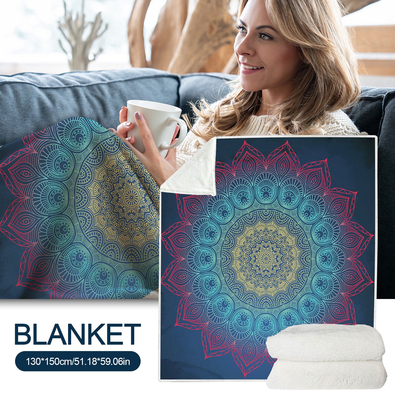 Mandala Werfen Decke Dick Bett Decken Juwelütliche wickeln Decke Geeignet Für Sofa Wohnzimmer Bett Auto Schlafzimmer Etc