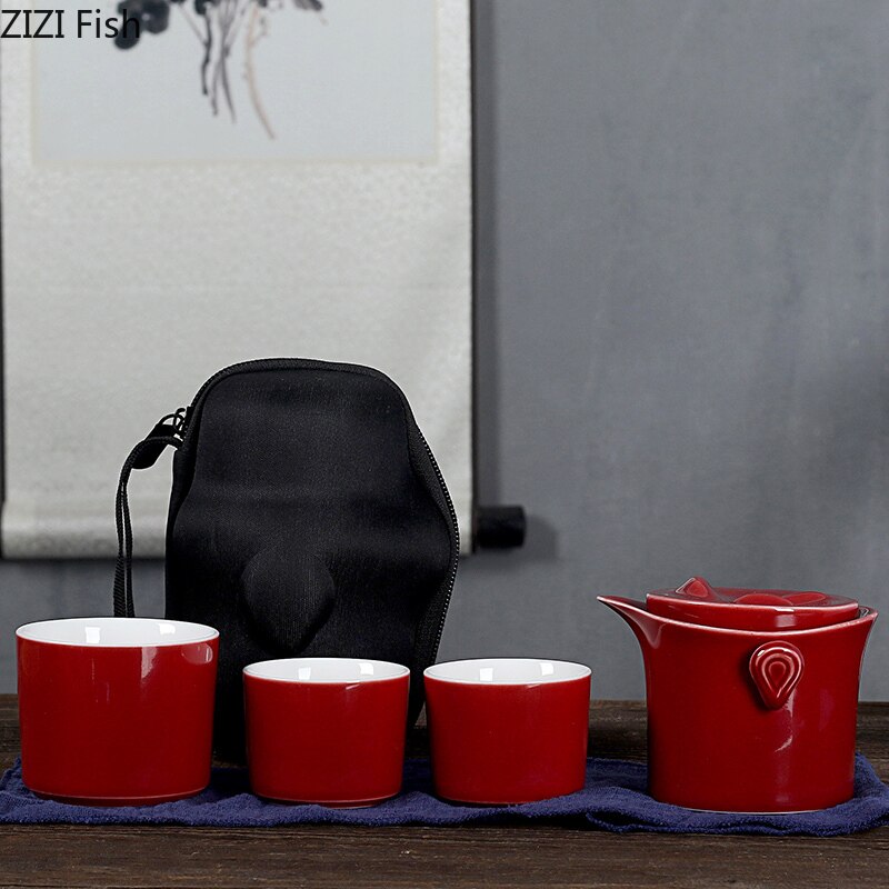 Tragbare Reise Tee-einstellen Kung Fu Machen Teekanne verrotten Keramik Tee-einstellen Grün Tee Tieguanyin Tee Zeremonie Tasse für Freunde