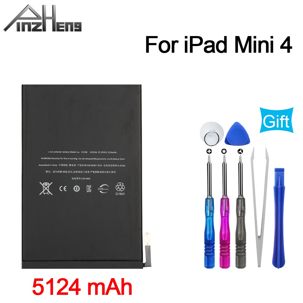PINZHENG 5124mAh Tablette Batterie Für iPad Mini 4 Mini4 A1538 A1546 A1550 Ersatz Batterie Hohe Kapazität Bateria Kostenlose Werkzeug