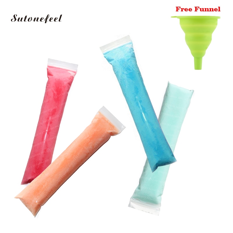 20Stck Einweg Eis Pop Taschen mit Trichter Gefrierschrank Rohre Mit Postleitzahl Dichtungen Eis Sauger für DIY Gesunde Snacks Joghurt saft und Obst