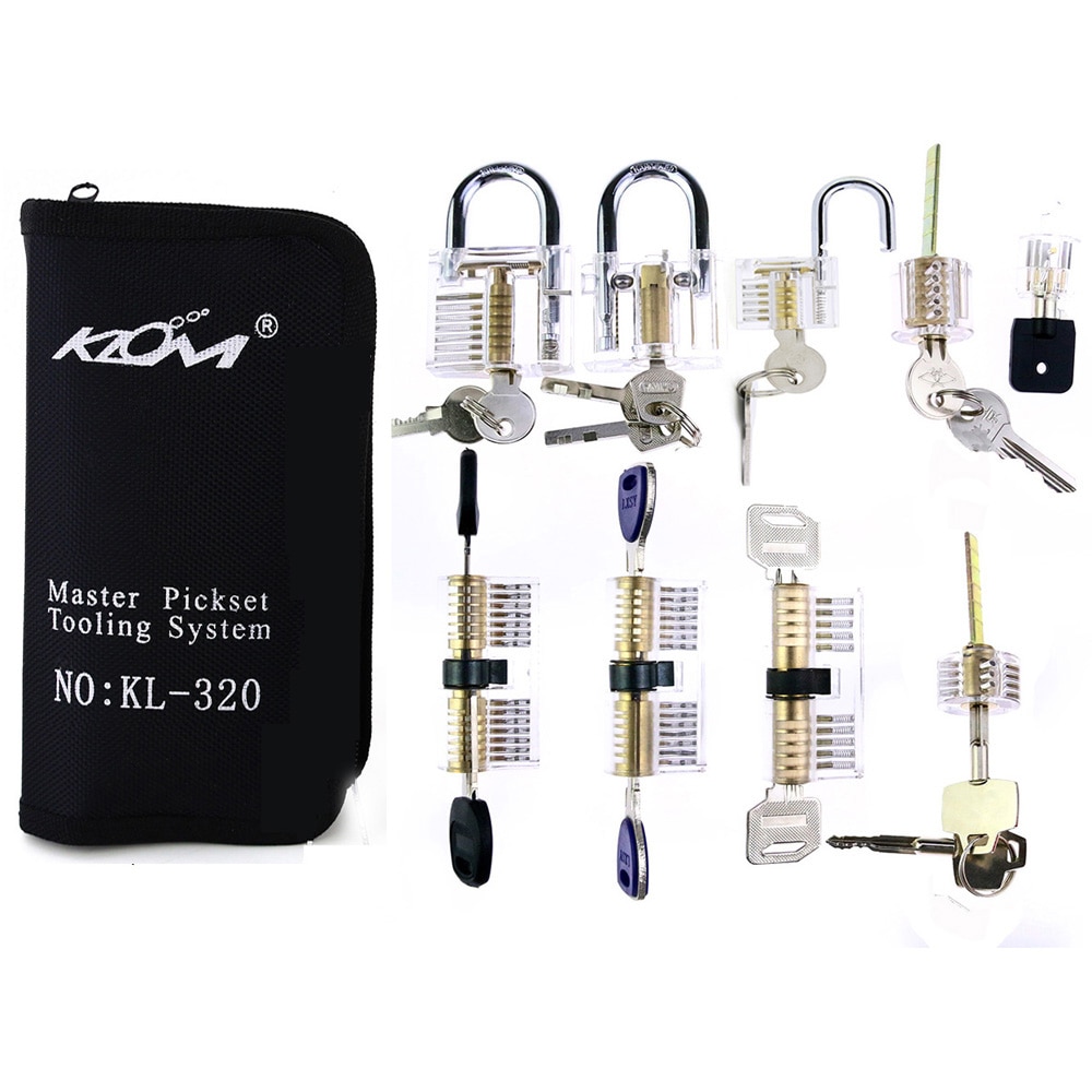 Klom 32 stücke Schloss Pickset Werkzeuge Entfernen Hand Werkzeuge mit 9 stücke transparent Praxis sperren Öffner Bausatz, professionelle Schlosser Ausbildung