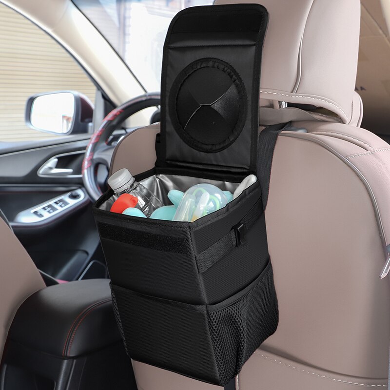 Auto Mülleimer Mit Deckel Und 3 Lagerung Tasche Dicht Auto Organizer Wasserdicht Auto Müll Kann Mit Auto sitz Haken