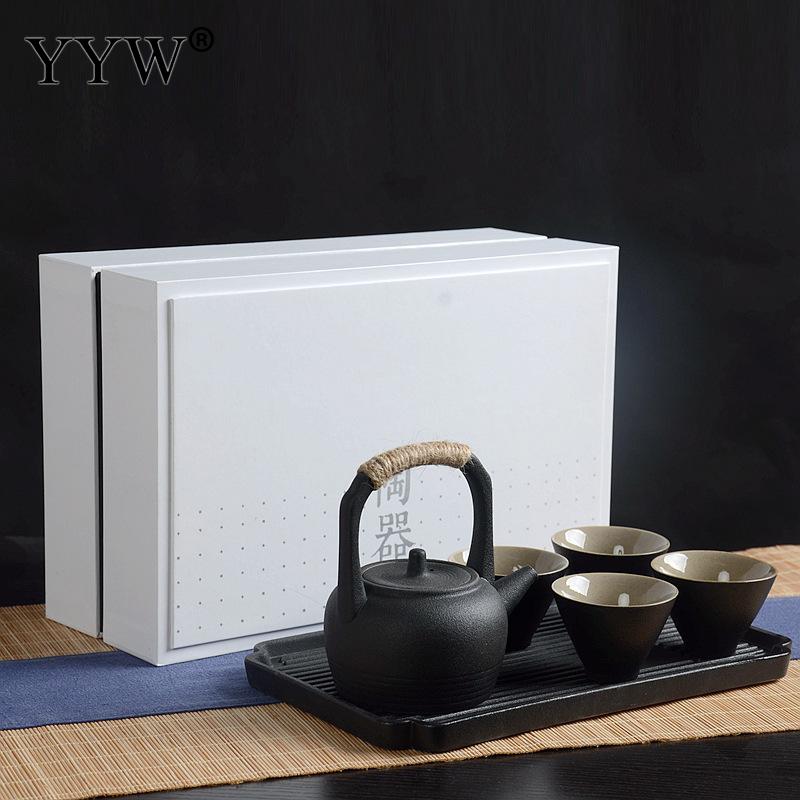 handgefertigt Tee Topf Tassen einstellen Schwarz Keramik Teegeschirr setzt Geschäft Becher Porzellan Tee Tasse dauerhaft Tonne Teekanne Puer Tee haushalt