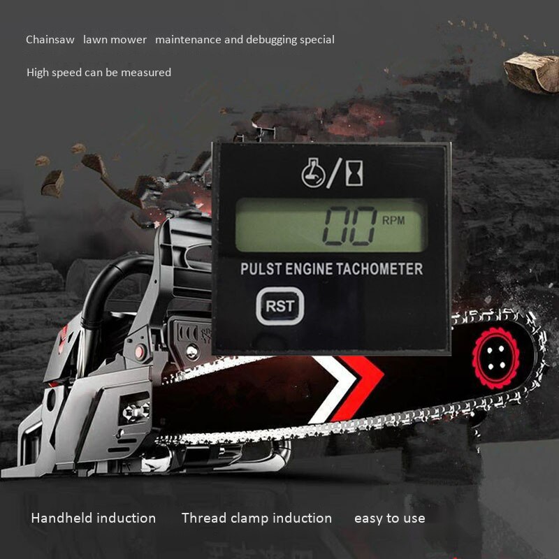 Neue Benzin Digital Motor- Tachometer Induktive Puls Tachometer Wasserdicht mit Batterie für Kettensäge Mäihr 2/4 Hub